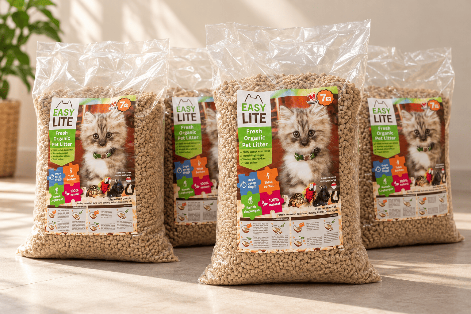 Kemasan Easy Lite Fresh Organic Pet Litter. Kunjungi easylite.id (terbuka di tab baru)